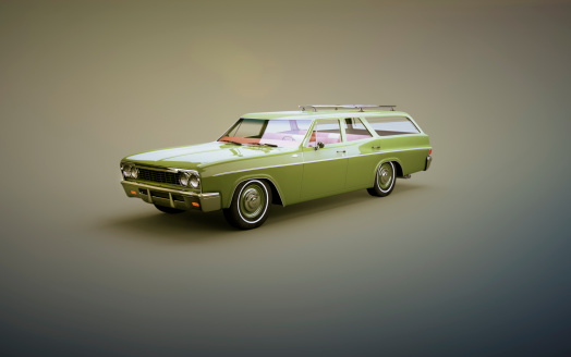 This is a 3D render based off of a vintage station wagon... colorized to feel a little retro.