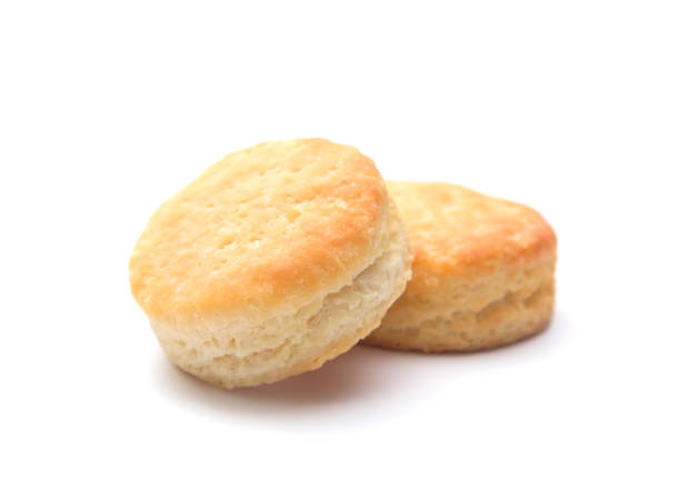 Classic White Biscuits on a White Background stock photo