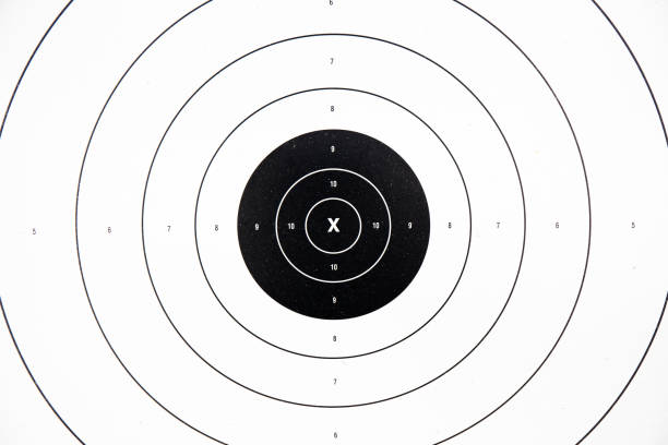 clean black paper bullseye target stock photo