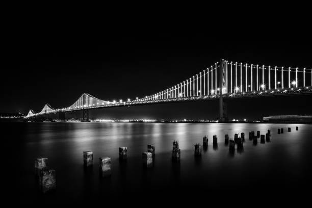 A Clear Night View of the Bay Bridge stock photo