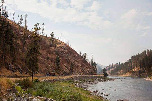 Clearwater river view west of Kamiah stock photo