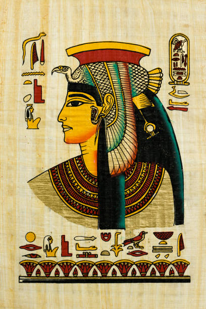 cleopatra - egyptian souvenir papyrus - cleopatra stockfoto's en -beelden