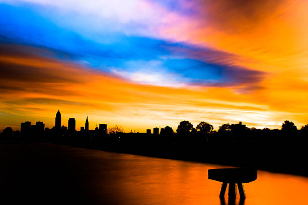 Cleveland Sunrise At Edgewater Park With Pier stock photo