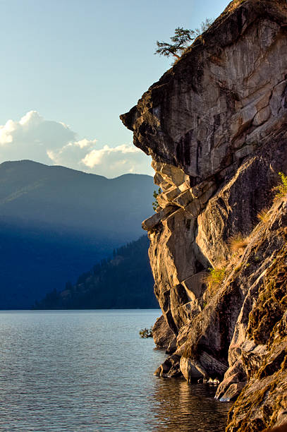 Cliff for Diving into Christina Lake, Canada's Warmest stock photo
