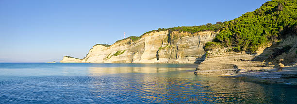 Cliffs near Perloulades village on Corfu island, Geece stock photo