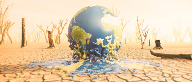 Climate change from drought to green growth stock photo
