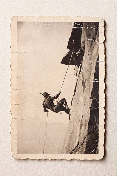Climber Vintage photo of the 50s.  climbing photos stock pictures, royalty-free photos & images
