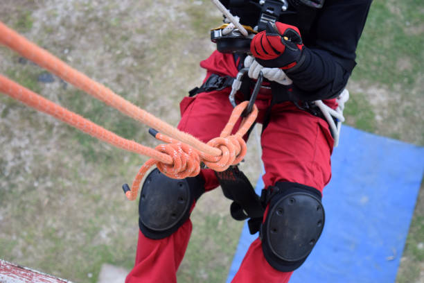 Climbing equipment for rescue team . stock photo