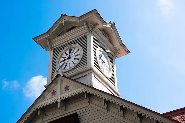 clock tower of sapporo - hokkaido stockfoto's en -beelden