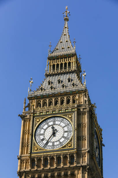 Clock tower with the face of the famous Big Ben in London stock photo