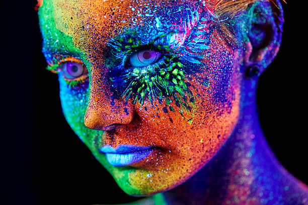close up color UV portrait stock photo