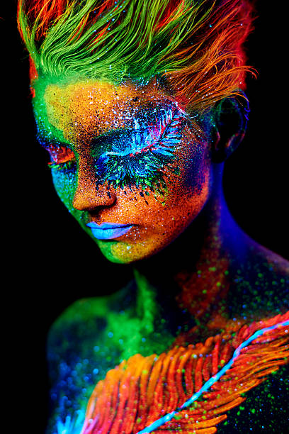 close up color UV portrait stock photo
