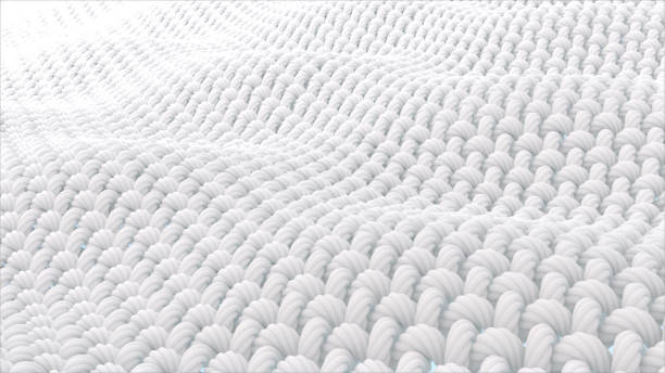 Close up fabric fiber in underwater Close up fabric fiber in underwater. fiber with spiral surface. and the Surface is a waves. 3d rendering. textile stock pictures, royalty-free photos & images