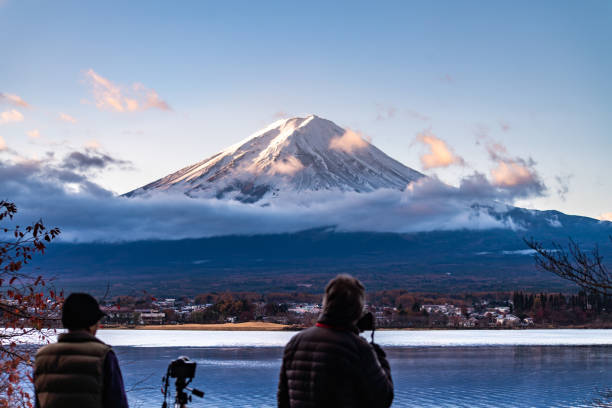 close up mount fuji from lake kawaguchi side, Mt Fuji view from the lake close up mount fuji from lake kawaguchi side, Mt Fuji view from the lake adult webcam sites stock pictures, royalty-free photos & images