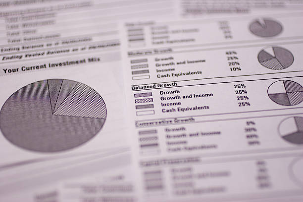 A close up of a financial spreadsheet Financial spreadsheets shot, macro-style to communicate money matters. 401k stock pictures, royalty-free photos & images