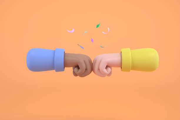close up of a fist cartoon bump against isolated. stock photo