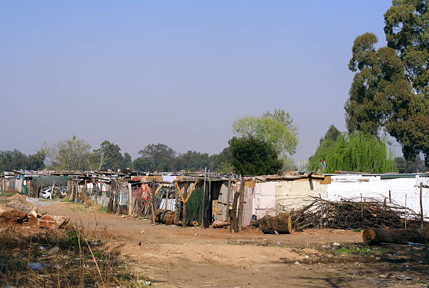 close up of a squatter camp near Soweto, South Africa stock photo