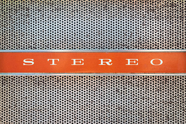 Close up of a vintage jukebox with the text stereo stock photo