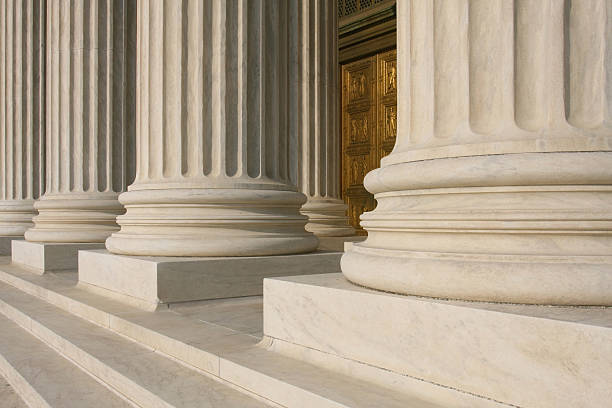 Close up of columns at the supreme court stock photo