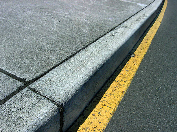 Close up of curb on a street stock photo