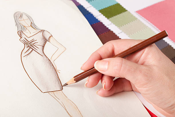 close up of  fashion design drawing "close up of  fashion design drawing,selective focusmore of this shooting:" fashion design sketches stock pictures, royalty-free photos & images