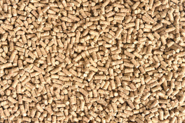 close up of granulated animal food texture stock photo