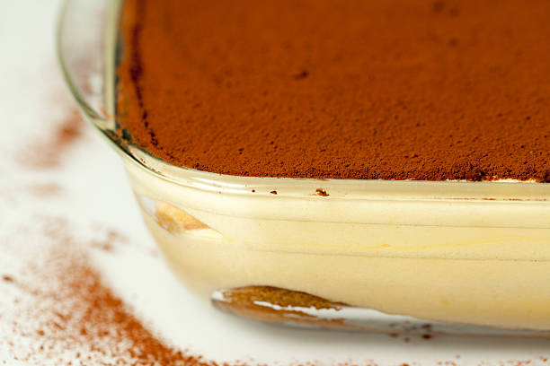 Close up of Italian Sweet Cake Tiramisu stock photo