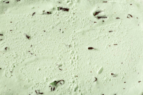close up of mint choc chip ice cream stock photo