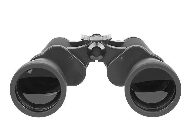Close up of pair of black binoculars stock photo