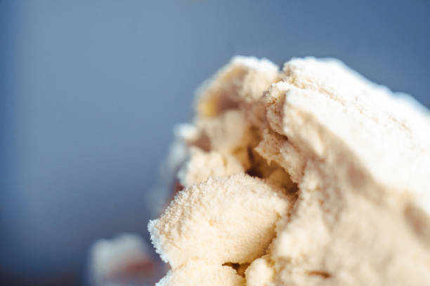 Close up of protein powder and scoops stock photo