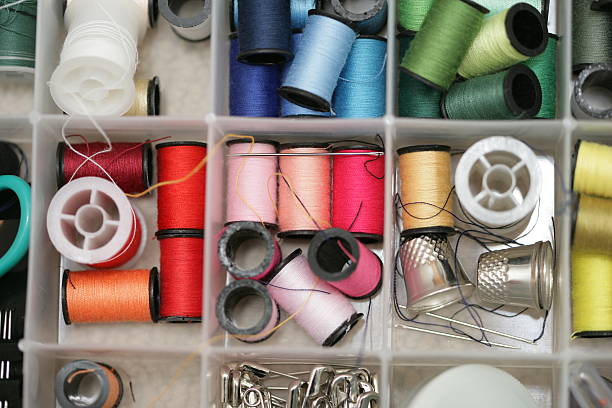 Close Up of Sewing Kit stock photo