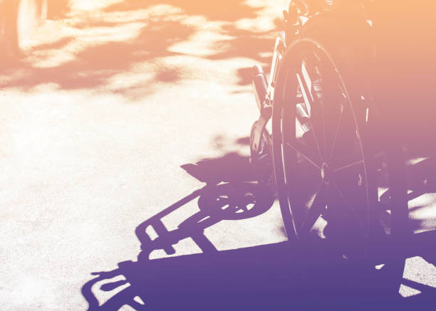 Close up of wheelchair, vintage tone, light effected stock photo