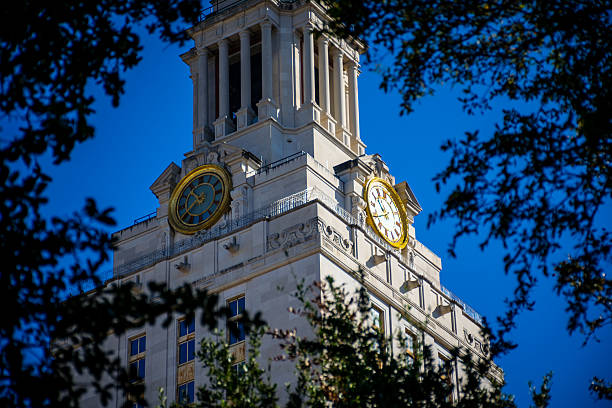 Close up Texas of University at Austin UT Tower Close up Texas of University at Austin UT Tower  texas school shooting stock pictures, royalty-free photos & images