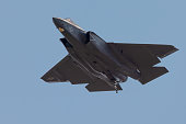 Close view of a F-35C approaching with the tailhook extended