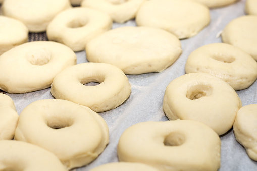 Closeup Macro Raw Domestic Homemade Dough Donuts Prepared On The Table Ready For Frying Stock Photo - Download Image Now - iStock