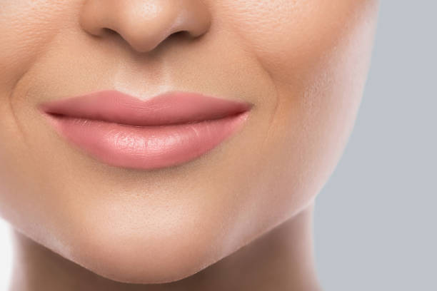 Close-up of beautiful female lips Close-up of beautiful female lips. Concept of face care or skin rejuvenation beautiful voluptuous women stock pictures, royalty-free photos & images