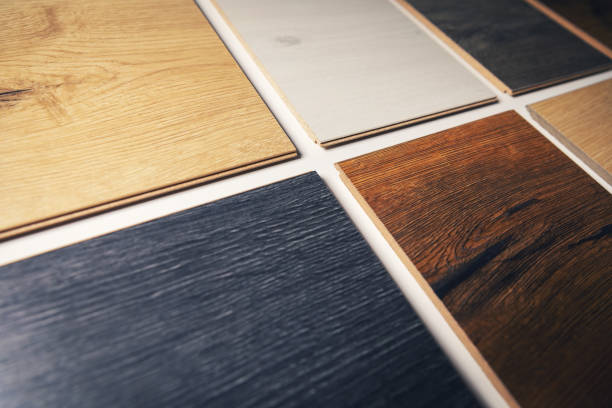 closeup of colorful laminate flooring samples closeup of colorful laminate flooring samples wood laminate flooring stock pictures, royalty-free photos & images
