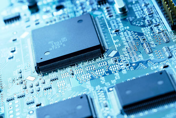 Close-up of computer chip software stock photo