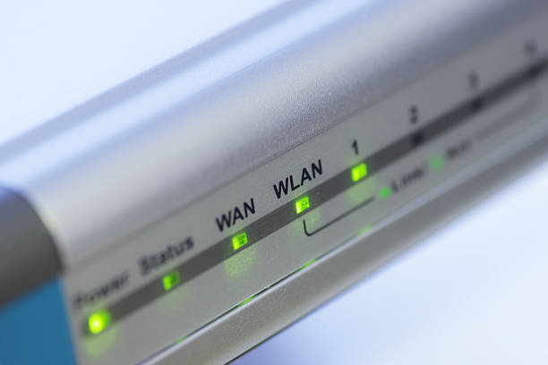 Close-up of display screen of a internet router stock photo