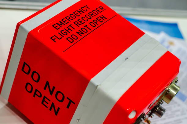 Close-up of emergency flight recorder stock photo