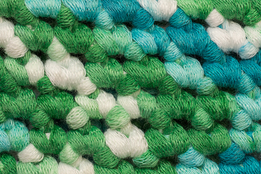 Close-up of hand-knitted pattern for background.