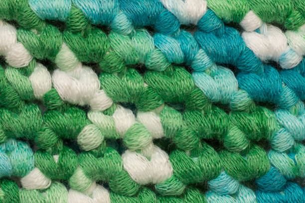 Close-up of hand-knitted pattern for background stock photo