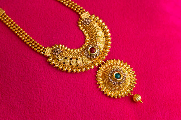 Close-up of Indian Traditional wedding necklace, India. Close-up of Indian Traditional wedding necklace, India indian jewelry stock pictures, royalty-free photos & images