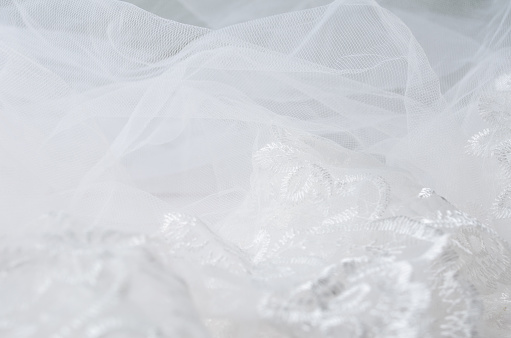 Closeup Of Lace Wedding Veil On White Wooden Background Stock Photo ...