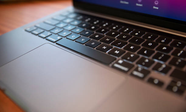 Close-up of laptop keyboard stock photo