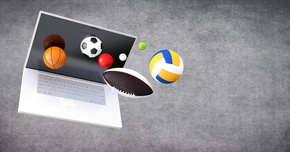 Closeup Of Laptop With All Sports Balls Online Sports Betting Games Stock Photo Download Image Now Istock