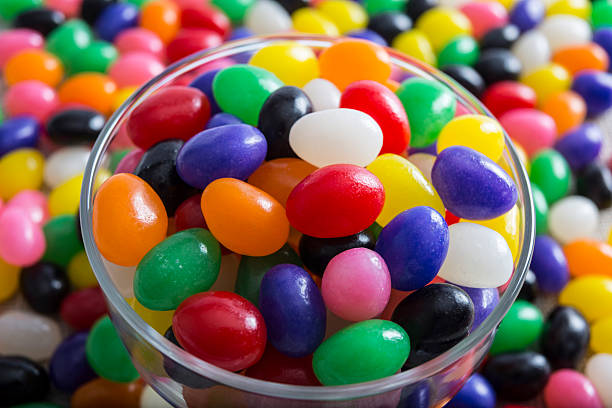 Close-Up Of Multi Colored Jelly beans stock photo