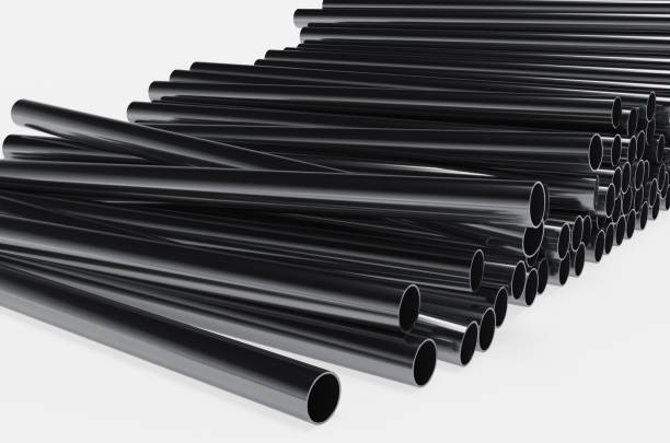 Close-up of plastic pipes on a white background 3d render illustration. stock photo