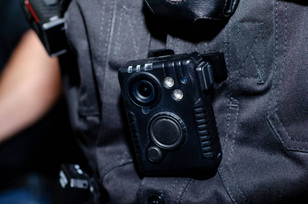Close-up of police body camera stock photo