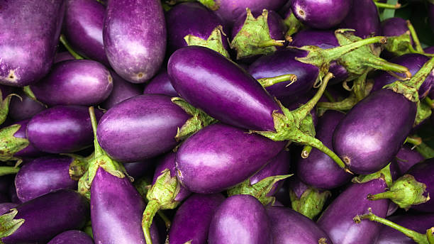 Close-up of several purple eggplants Eggplant purple from market eggplant stock pictures, royalty-free photos & images